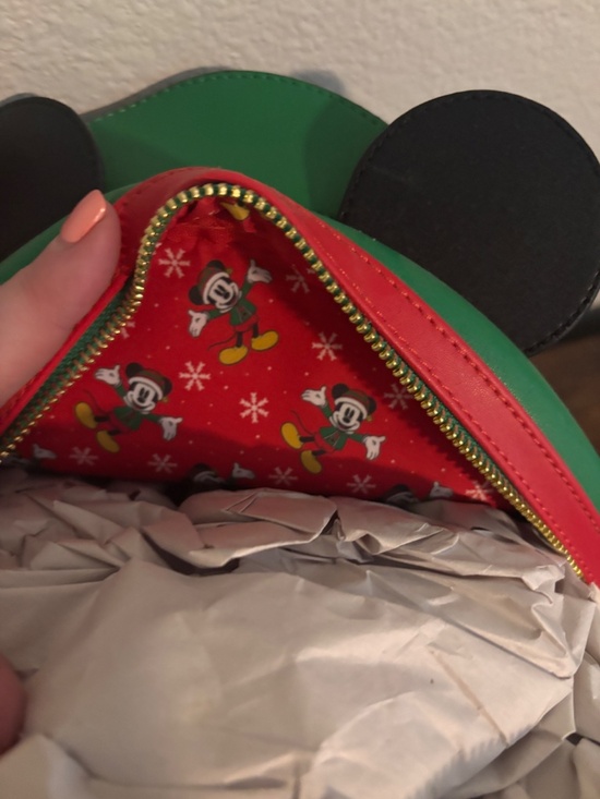 Loungefly Disney Mickey Mouse Elf Holiday Christmas Santa Red Green Backpack main image 3